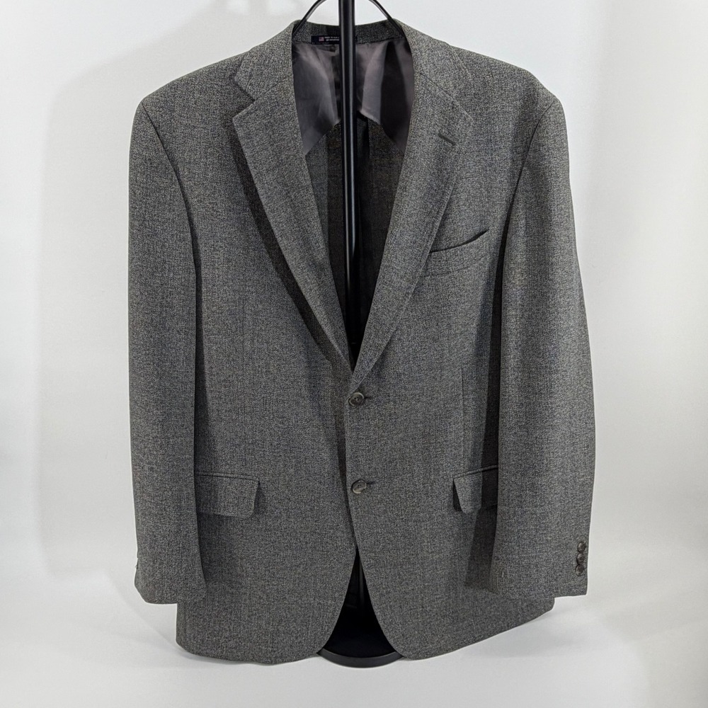 Hart Schaffner Marx Mens 41R Blazer Sport Coat Tan Blue Textured Two Button USA
